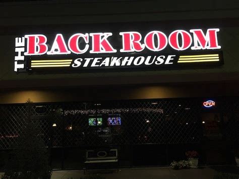 Backroom steakhouse - THE BACK ROOM STEAKHOUSE. 1418 Rock Springs Road. Apopka, Florida 32712. Tel: 407-880-7832. By Mike Miller Updated February 1, 2024. The Back Room Steakhouse is in a shopping center next to a Beef O'Brady restaurant. This restaurant is separate from the Beef and is definitely in the fine dining category. They even request you wear a collared ... 